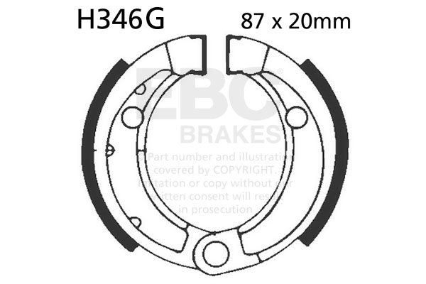 EBC Brakes Motorcycle Grooved Replacement Brake Shoes To Fit Front Left