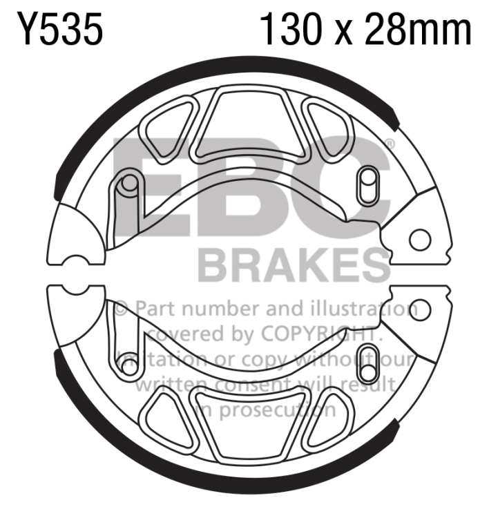 EBC Brakes Plain Motorcycle Replacement Brake Shoes To Fit Rear Right